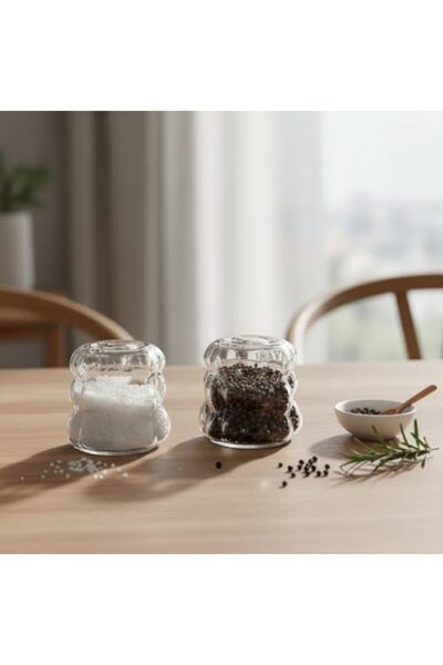 Yıldızan 3K_Store Set of 2 Transparent Glass Salt and Pepper Shakers - Bubble...