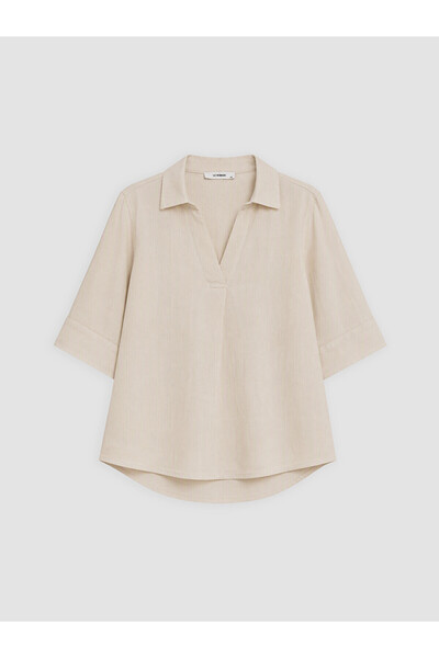 LC Waikiki Nevavm Plus Size 100% Linen Women's Shirt with a Difference