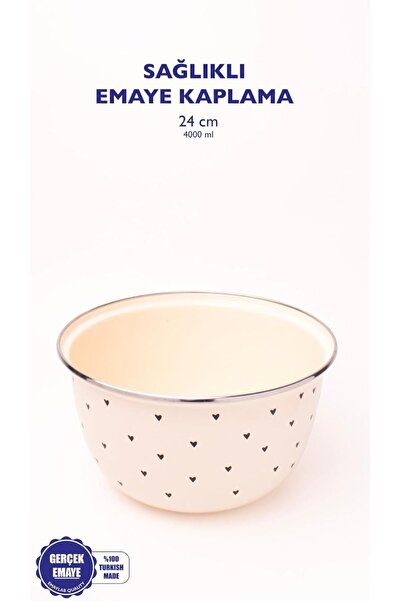 Yıldızan 3K_Store Black Cupid Enamel Mixing and Salad Bowl 24cm 4 Liters (Can...