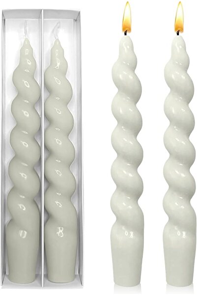 THE WHITE SHOP Spiral Taper Candles Set of 2 – 7.5 Inch Candle Stick, Handmad...