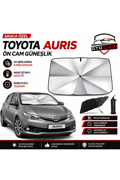 Oto Çizgi Toyota Auris Şemsiye Tip Ön Cam Güneşliği Katlanabilir UV Korumalı ...