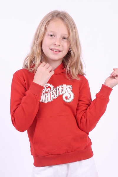 panios kids Kız Çocuk Baskılı Kanguru Cepli Uzun Kollu Kapüşonlu Sweatshirt