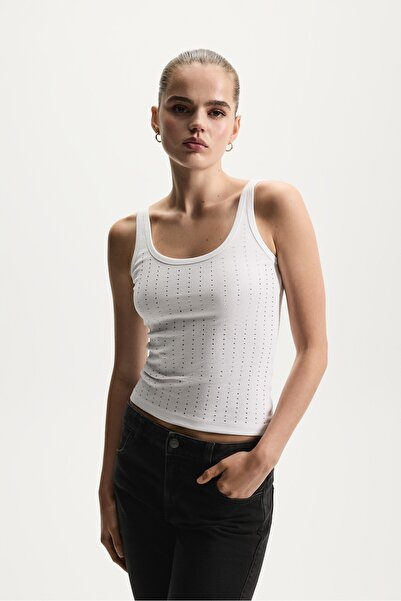 LEFTIES Fitilli ve taş detaylı t-shirt