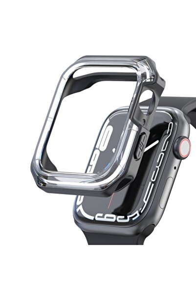 OEM Προστατευτική Θήκη Σιλικόνης για Apple Watch Series 7 45mm - Μαύρο / Διαφ...