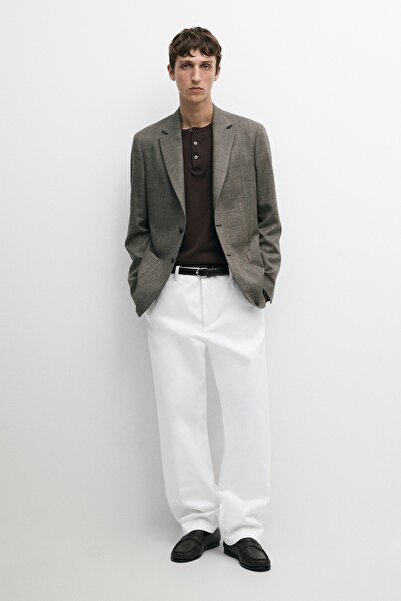 Massimo Dutti %100 yünlü kareli blazer