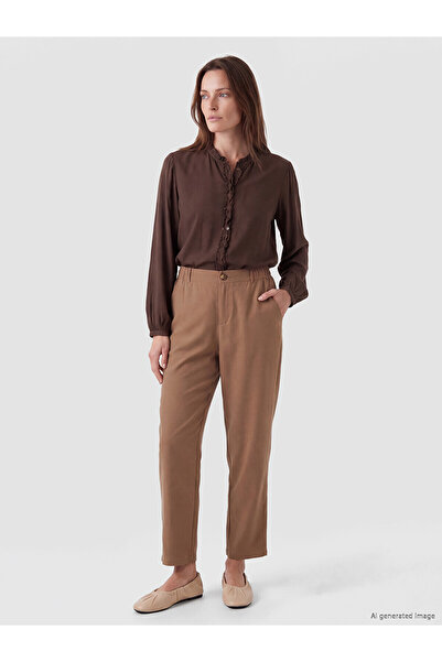 LC Waikiki Nevavm Women's Linen Blend Trousers with Elastic Waist