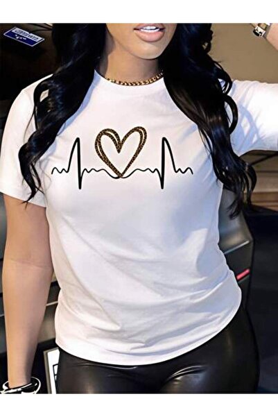 29CUN Heartbeat Design, Women's Love Pulse Pattern, Pure Cotton T-Shirt, Casu...