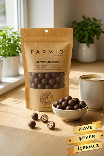 FARMİO İlave Şekersiz Çikolata Kaplı Kinoa Patlağı - 50gr Doypack