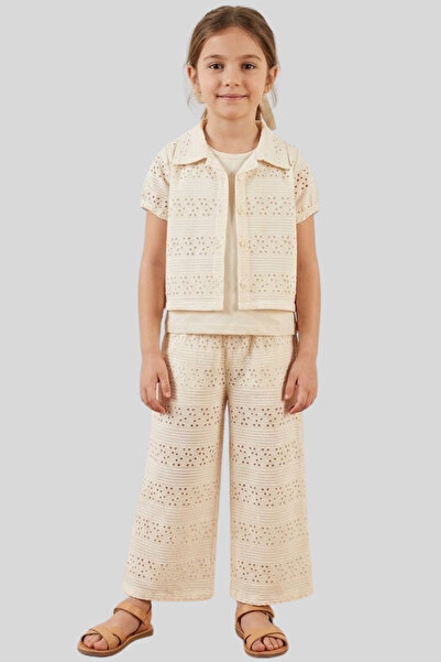 ww waka waka kids store Girl's 3-Piece Pants Set with Lace Embroidered Jacket