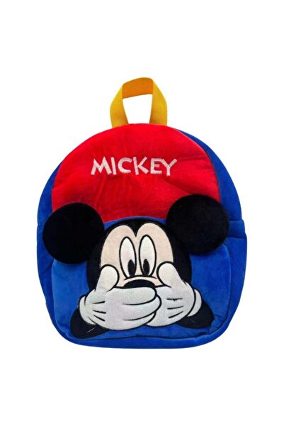 Mickey Mouse Rucsac din pluș, cu două compartimente, 30x24x8 cm, albastru, Ha...