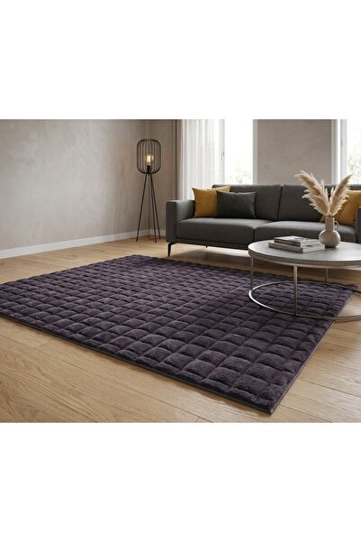 ALA RUGS ANTRASİT Yumuşak Kaymaz Özel Taban Peluş Salon ve Yolluk Halısı