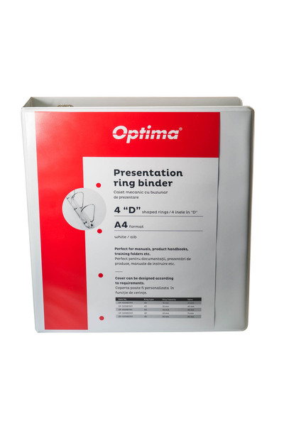 Optima A4 Mechanical Notebook, With Pocket, Pp Laminated, 4 Rings - D65 Mm, S...