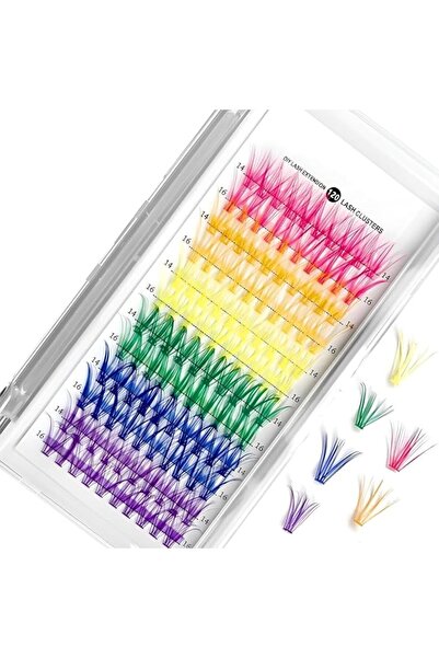 X SPRING Colored Lash Extension Kit, 120 PCS D Curl Rainbow Clusters with 6 B...