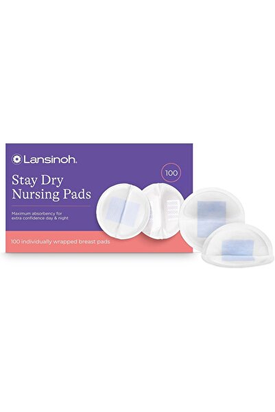 Lansinoh فوط رضاعة للاستخدام مرة واحدة من ستاي دراي، 100 قطعة، لون بنفسجي