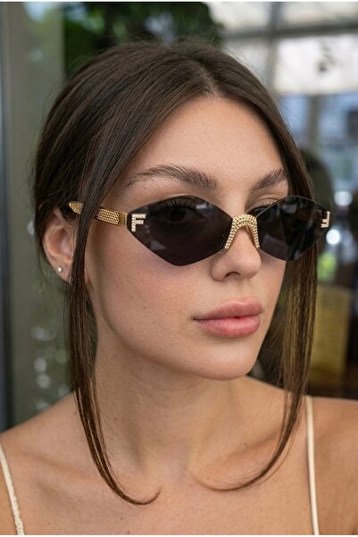 Chunky Frame Livia Kristal Baklava Gold Metal Frameless Ultra Light Uv400 Fil...