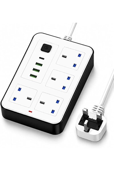 GENERAL 13A Power Strip Extension Lead with 4 UK Outlets, 3 USB Ports & 1 USB...