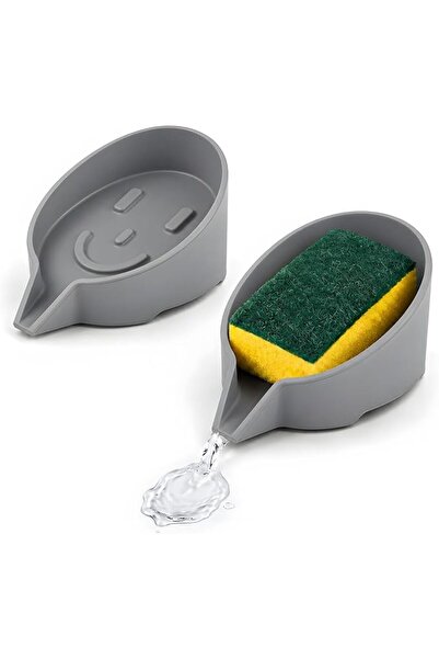 TERRIFI 2 Pack Silicone Sponge Holder with Drain Spout for Kitchen Sink Organ...