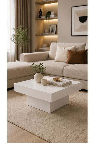 FURNICI Mimoza Modern Kare Orta Sehpa BEYAZ 72x72 cm