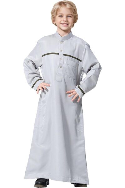 Generic Boys Romper & Jumpsuit Ethnic Long Sleeve Thobe Kaftan Robe Set for T...