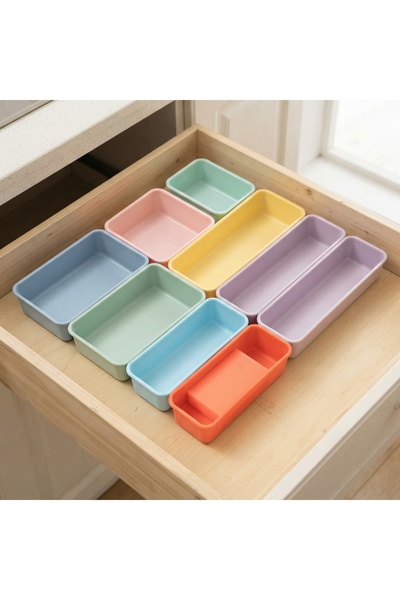 DeaL Set de 8 organizatoare colorate din plastic pentru sertare — Rafturi ara...
