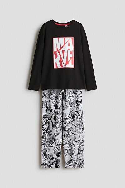 H&M Pamuklu ve Baskılı Pijama Takımı