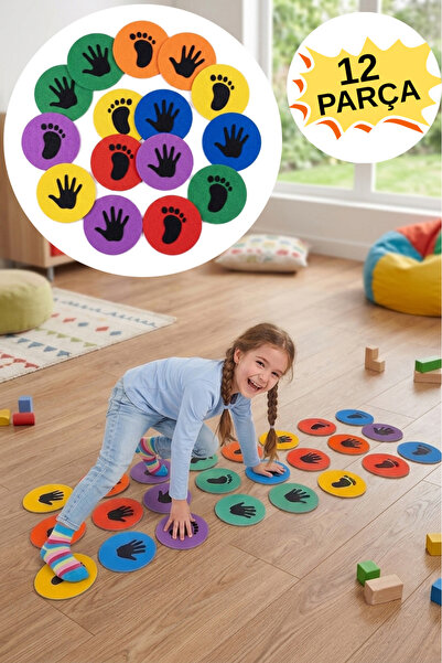 KAŞIKBEY Twister 12 Pieces Colorful Felt Step Feet Hands Sensory Development ...
