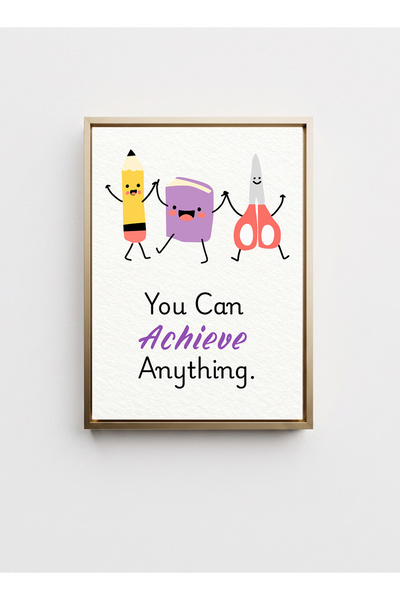 LOWHA Canvas Wall Art on Wood Frame with Gold Floating Frame &Motivational Ph...