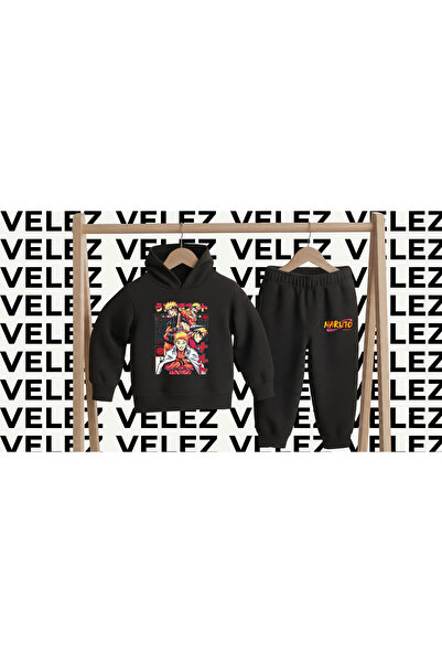 STİL-X Naruto Uzumaki Anime Printed 3 Threaded Yarn Hooded Tracksuit Set