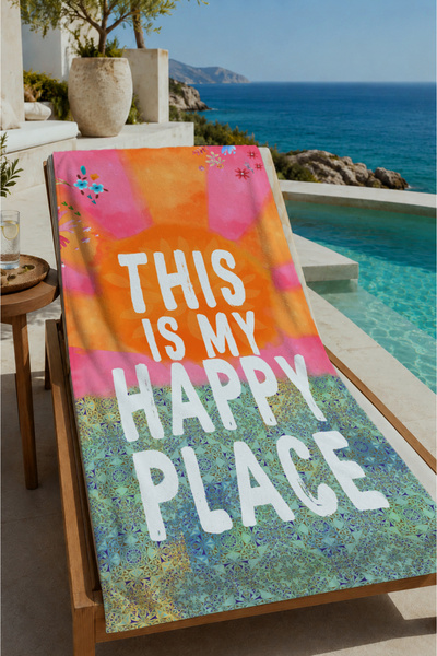 Evmila Colorful Gradient This Is My Happy Place Written 70X150 Beach Towel - ...