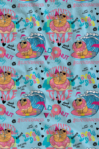Evmila Blue Background Colorful Cute Animal Patterned 70X150 Beach Towel - Co...