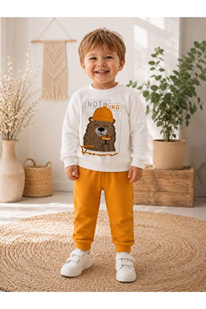 Organic Product DimpleBaby Teddy Bear Printed Baby Tracksuit Set