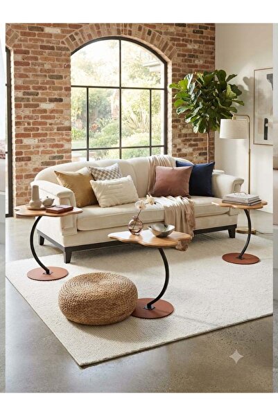 QAWAFIL HOME 3-Piece Set - Modern Coffee Table |   C-Shaped Side Table with B...