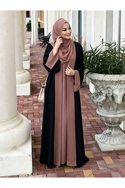 Noon Noora Fashion Splicing Fake Two-piece Pullover Dress Abaya (without head...