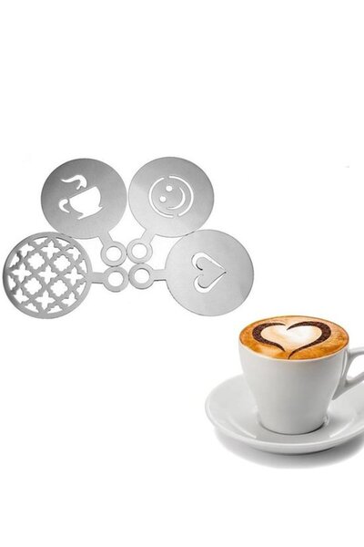 STARSTAR Coffee stencil 4pc 12x8.5cm, latte art cocoa powder template.