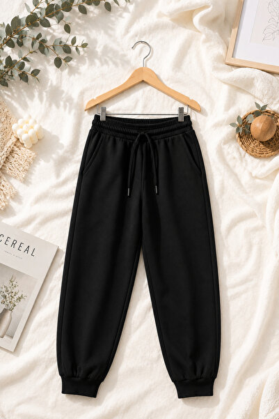 zepkids Unisex Kids Black Jogger Sweatpants Elastic Waist Comfortable Fit Pants