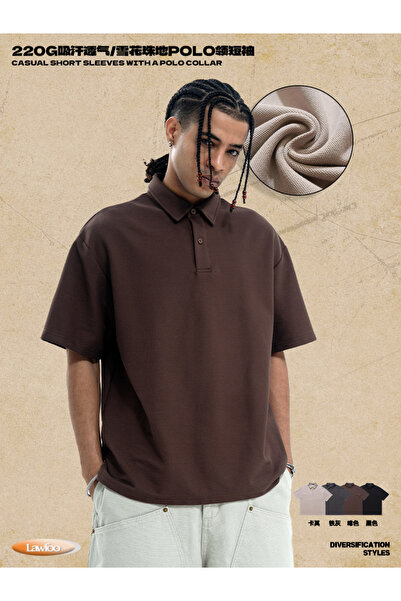 Generic Brand Lawfoo Men's American Style 270g Heavyweight Pique Cotton Polo ...