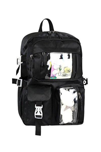 Bliss Geantă neagră în stil coreean Kawaii cu accesorii Rucsac pentru fete și...