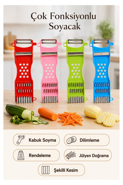 ookico Çok Fonksiyonlu Sebze Doğrayıcı, Spiral Rende ve Julienne Soyacak