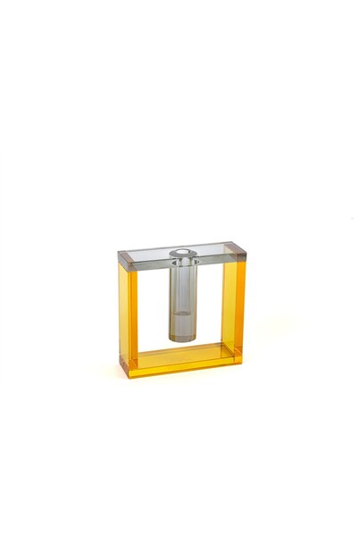 Mikasa Moor Crystal Yellow Gray Flower Vase 15X15Cm