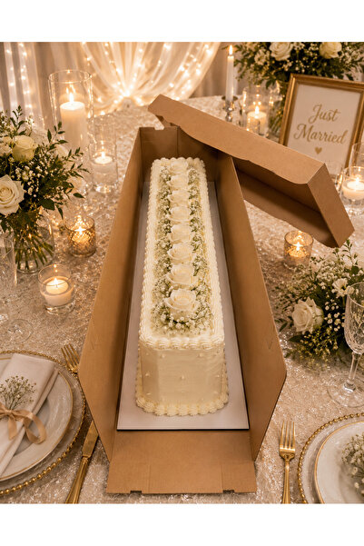 EgeConcept LONG CAKE PASTA ALTLIĞI VE LONG CAKE KUTUSU 64x25x20 ASETAT PENCER...