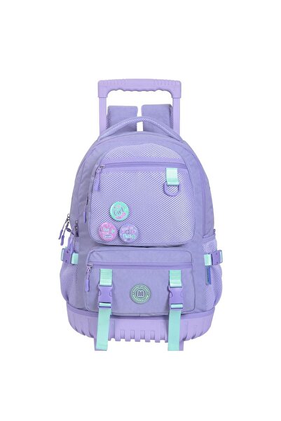 Zâna Casei Rucsac tip troler cu inimi lila și verde mentă