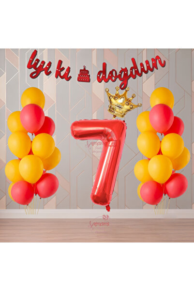 RÖNESANS PARTİ Rönesans Yellow-Red Color Themed Birthday Party Set Age-7