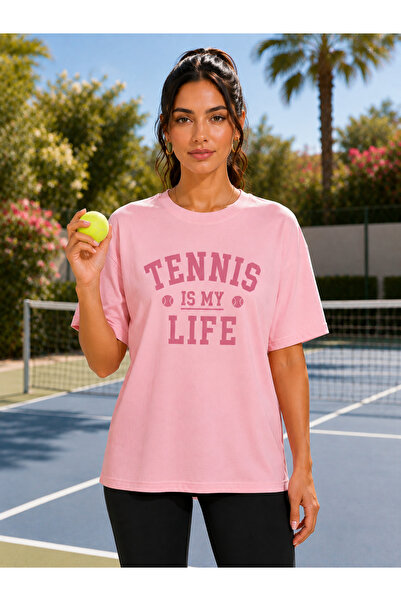 VODEXA Unisex Oversize Tennis Printed T-Shirt 100% Cotton Tennis Themed Comfo...