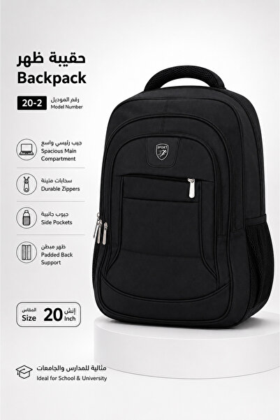 Backpacks 20" Black Backpack for Schools and Universities - Large Main Pocket...