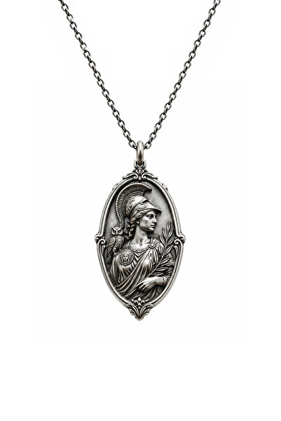 Athena Figürlü Antik Yunan Kolye – Baykuş ve Zeytin Dalı Detaylı Vintage Madalyon – Unisex