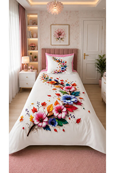 AYBERK HOME TEXTİLE Summer Garden 5D Digital Printed 100% Cotton Single Duvet...