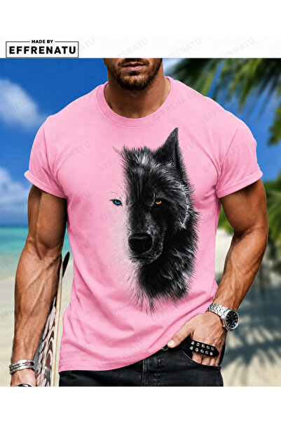 EFFRENATU Giant Wolf Large Size Printed T-Shirt in Distinctive Colors