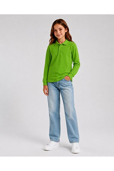The Clover Girls & Boys Unisex Green 100% Cotton Polo Collar Long and Short S...