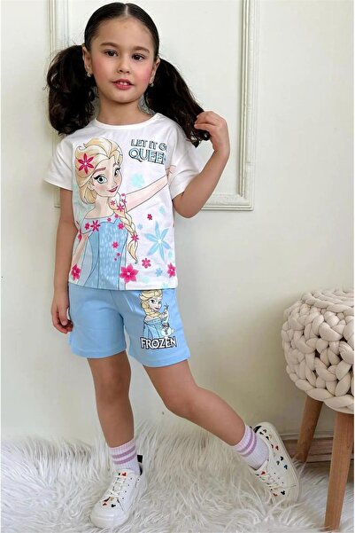 LUFFY KİDS Printed Girls' T-Shirt and Shorts Set - 1016