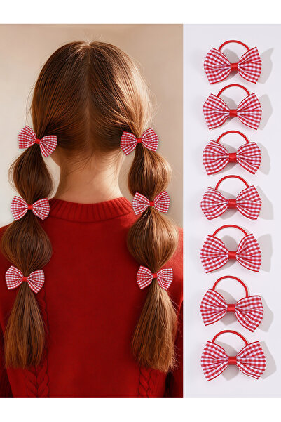 Take Two By Styli Set of 10 - Checked Bow Hair Ties